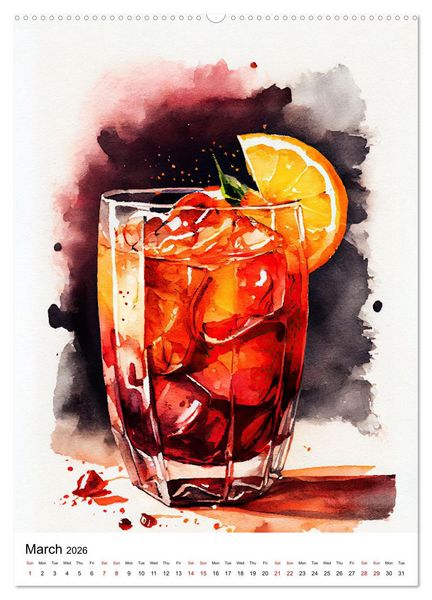 Produktbild: Artistic cocktails (High Quality Premium Wall Calendar 2026 DIN A2 portrait),CALVENDO 12 Month Wall Calendar