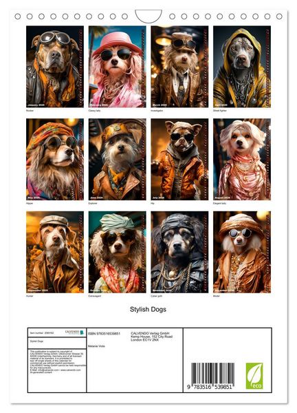 Produktbild: Stylish Dogs (Wall Calendar 2026 DIN A4 portrait), CALVENDO 12 Month Wall Calendar