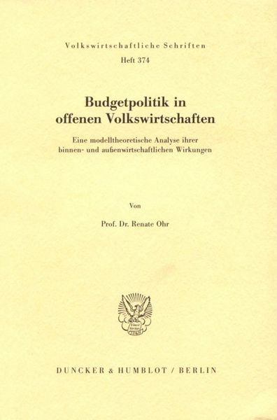 Produktbild: Budgetpolitik in offenen Volkswirtschaften.