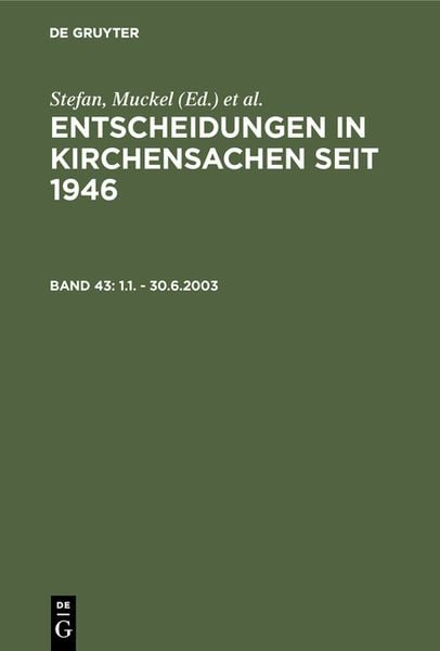 Produktbild: Entscheidungen in Kirchensachen seit 1946 / 1.1. - 30.6.2003