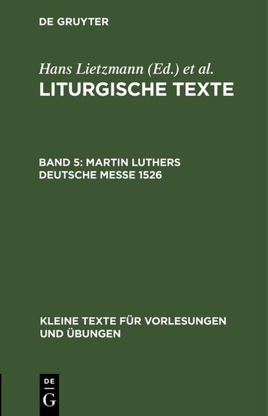 Produktbild: Martin Luthers Deutsche Messe 1526