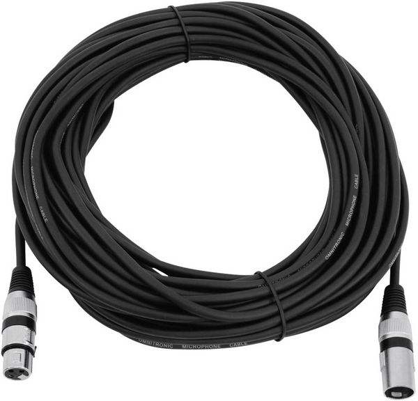 Produktbild: Omnitronic 3022058N XLR Verbindungskabel [1x XLR-Stecker 3 polig - 1x XLR-Buchse 3 polig] 20.00 m Schwarz