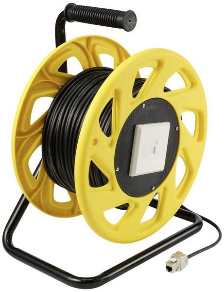 Produktbild: Renkforce RJ45 Netzwerk Kabeltrommel CAT 6a S/FTP 60m Schwarz PUR-Mantel