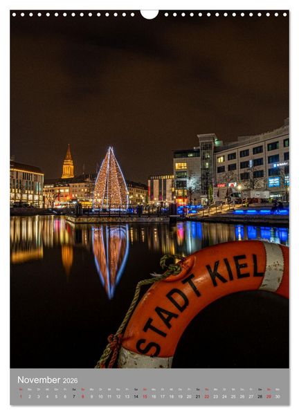 Produktbild: Kiel im Dunkeln. (Wandkalender 2026 DIN A3 hoch), CALVENDO Monatskalender
