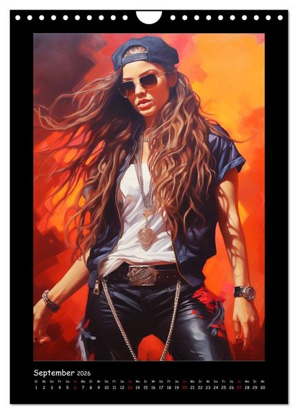 Produktbild: Heavy Metal-Queens. Wilde Rock- und Metal-Girl Paintings (Wandkalender 2026 DIN A4 hoch), CALVENDO Monatskalender