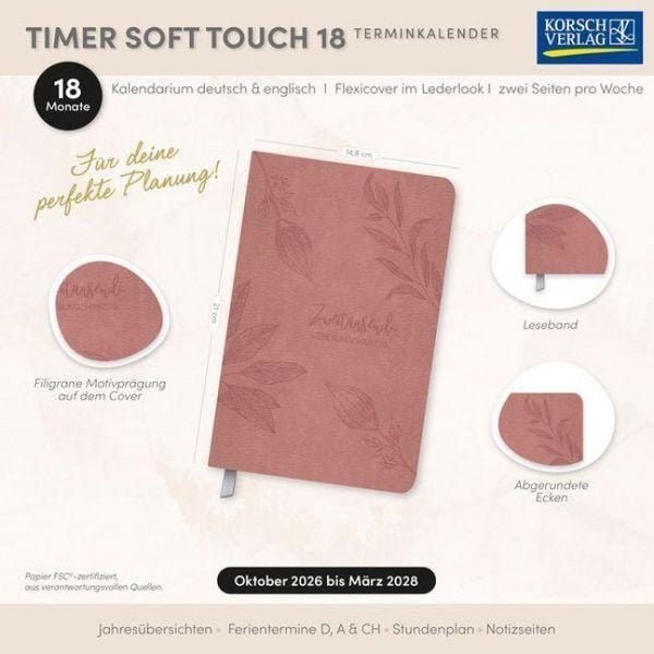 Produktbild: Timer Soft Touch 18 Monate rosewood 2027/2028