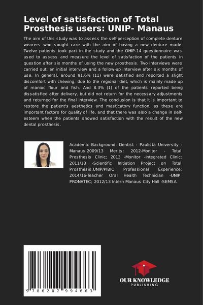 Produktbild: Level of satisfaction of Total Prosthesis users: UNIP- Manaus