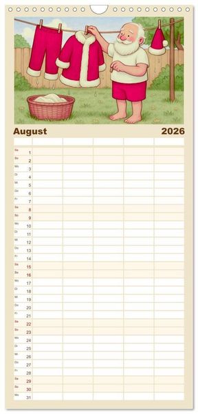Produktbild: Familienplaner 2026 - Was macht der Weihnachtsmann? mit 5 Spalten (Wandkalender, 21 x 45 cm) CALVENDO
