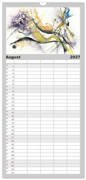 Produktbild: Familienplaner 2027 - Abstrakte Aquarelle mit 5 Spalten (Wandkalender, 21 x 45 cm) CALVENDO