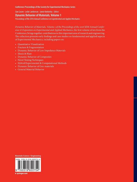 Produktbild: Dynamic Behavior of Materials, Volume 1