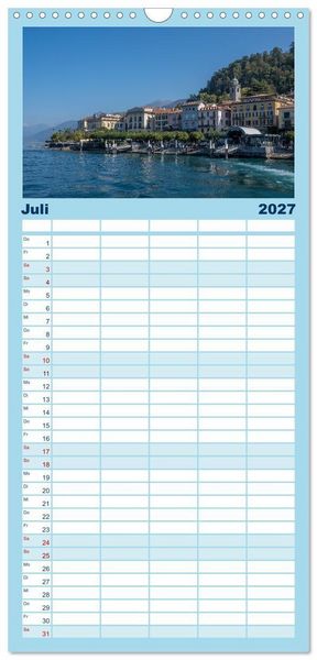 Produktbild: Familienplaner 2027 - Como und der Comer See mit 5 Spalten (Wandkalender, 21 x 45 cm) CALVENDO