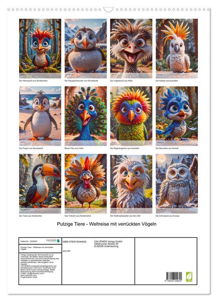 Produktbild: Putzige Tiere - Weltreise mit verr&uuml;ckten V&ouml;geln (Wandkalender 2026 DIN A2 hoch), CALVENDO Monatskalender