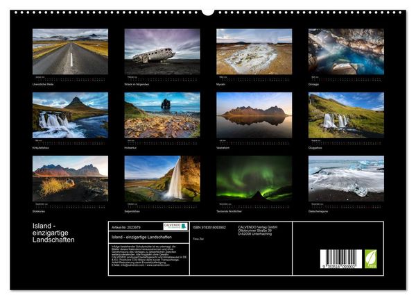 Produktbild: Island - einzigartige Landschaften (hochwertiger Premium Wandkalender 2026 DIN A2 quer), Kunstdruck in Hochglanz