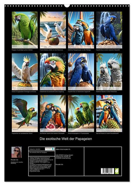 Produktbild: Die exotische Welt der Papageien (Wandkalender 2026 DIN A2 hoch), CALVENDO Monatskalender