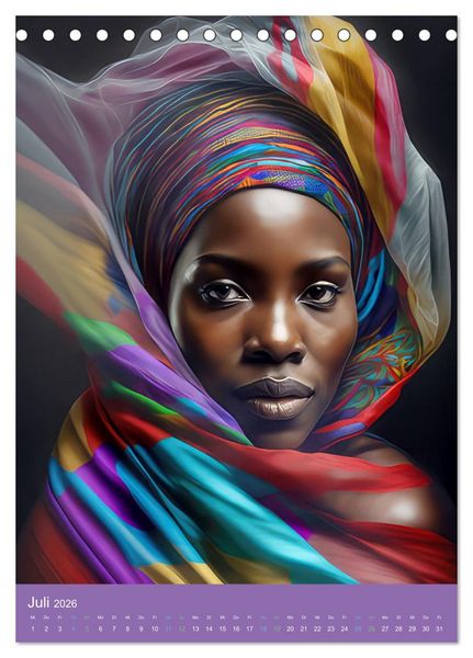 Produktbild: Afrikanische Frauen - Portraits im Stil der afrikanischen Kultur (Tischkalender 2026 DIN A5 hoch), CALVENDO Monatskalender