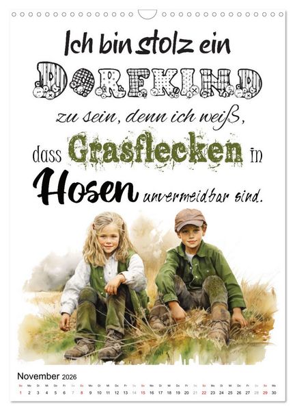 Produktbild: Dorfkinder und stolz darauf (Wandkalender 2026 DIN A3 hoch), CALVENDO Monatskalender