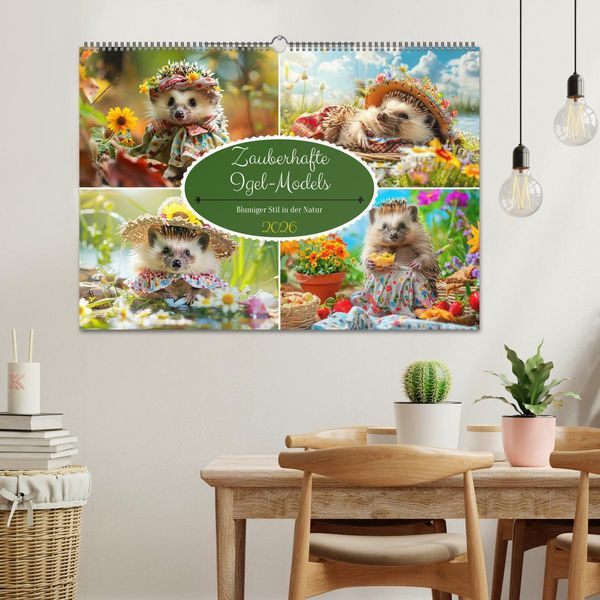Produktbild: Zauberhafte Igel-Models. Blumiger Stil in der Natur (Wandkalender 2026 DIN A2 quer), CALVENDO Monatskalender