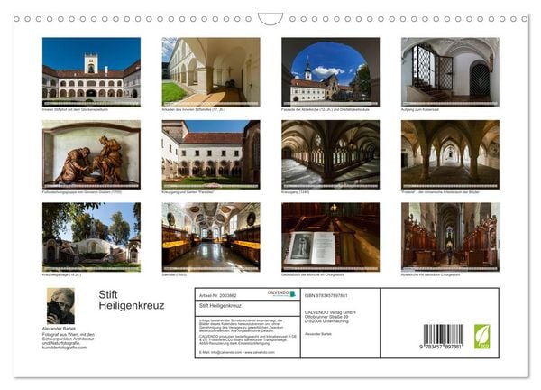 Produktbild: Stift Heiligenkreuz (Wandkalender 2026 DIN A3 quer), CALVENDO Monatskalender
