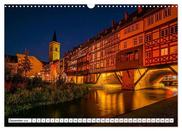 Produktbild: Rund um die Kr&auml;merbr&uuml;cke - Ein St&uuml;ck Mittelalter in Erfurt (Wandkalender 2026 DIN A3 quer), CALVENDO Monatskalender