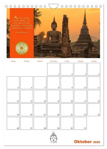 Produktbild: Buddhas Zitate und Weisheiten (Wandkalender 2026 DIN A4 hoch), CALVENDO Monatskalender