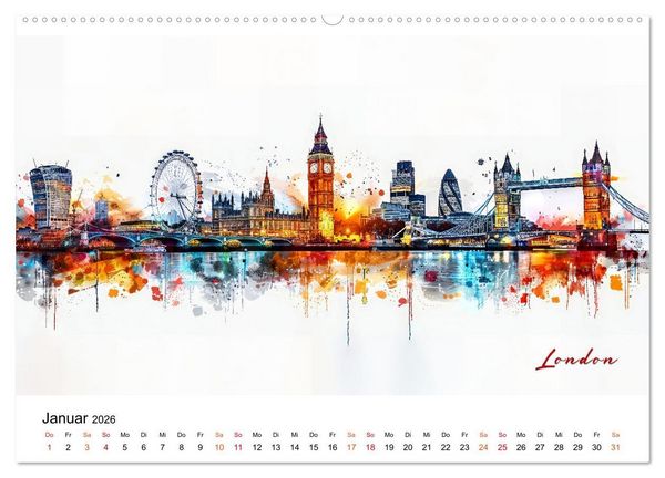 Produktbild: Skylines exklusiv (Wandkalender 2026 DIN A2 quer), CALVENDO Monatskalender