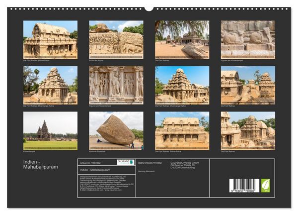 Produktbild: Indien - Mahabalipuram (hochwertiger Premium Wandkalender 2026 DIN A2 quer), Kunstdruck in Hochglanz