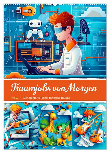 Produktbild: Traumjobs von Morgen - Der Zukunfts-Planer f&uuml;r gro&szlig;e Tr&auml;ume (Wandkalender 2026 DIN A2 hoch), CALVENDO Monatskalender
