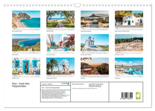 Produktbild: Kos - Insel des Hippokrates (Wandkalender 2026 DIN A3 quer), CALVENDO Monatskalender