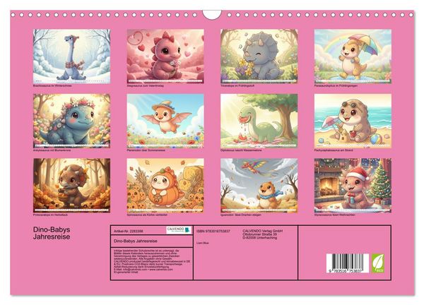 Produktbild: Dino-Babys Jahresreise (Wandkalender 2027 DIN A3 quer), CALVENDO Monatskalender