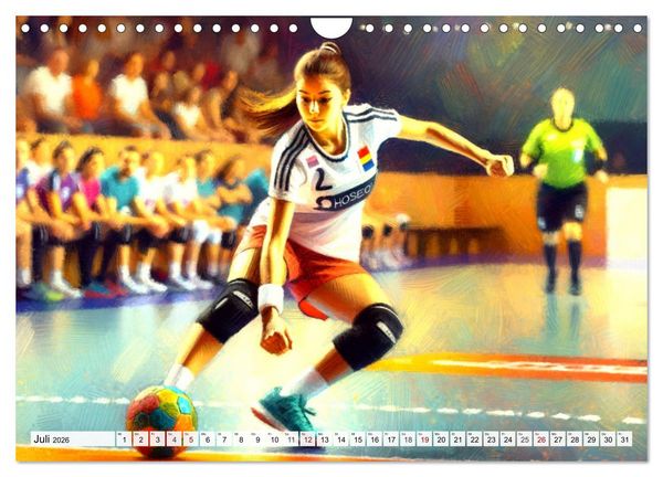 Produktbild: Handball Impressionismus, K&uuml;nstlerische Handballaktionen im KI-Pinselstrich (Wandkalender 2026 DIN A4 quer), CALVENDO Monatskalender