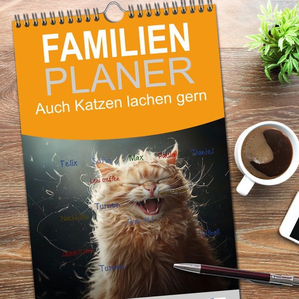 Produktbild: Familienplaner 2026 - Auch Katzen lachen gern mit 5 Spalten (Wandkalender, 21 x 45 cm) CALVENDO
