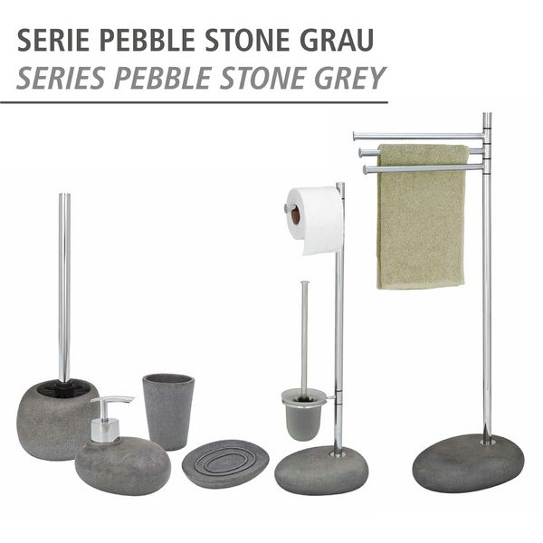 Produktbild: Handtuchst&auml;nder Mod. Pebble Stone Grey mit 3 Armen, aus verchromtem Stahl