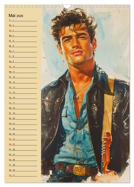 Produktbild: Verwegene Jungs. Pin-up-M&auml;nner im Stil der 50er Jahre (Wandkalender 2026 DIN A3 hoch), CALVENDO Monatskalender