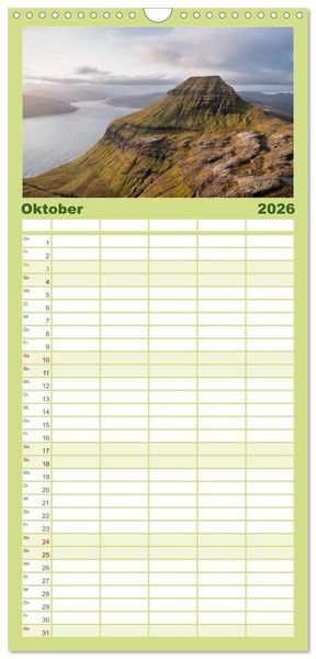 Produktbild: Familienplaner 2026 - F&auml;r&ouml;er &ndash; Faszinierende Inseln im Norden Europas mit 5 Spalten (Wandkalender, 21 x 45 cm) CALVENDO
