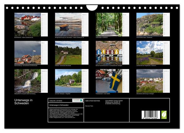 Produktbild: Unterwegs in Schweden (Wandkalender 2026 DIN A4 quer), CALVENDO Monatskalender