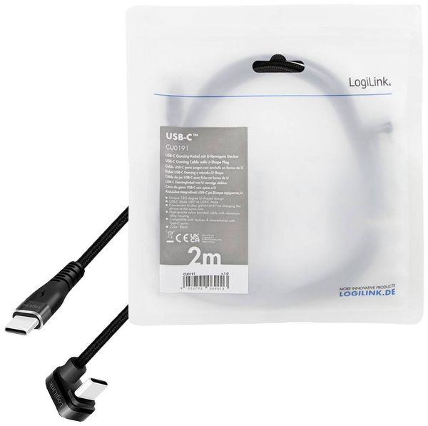 Produktbild: LogiLink USB-Kabel USB 2.0 USB-C&reg; Stecker 2.00 m Schwarz CU0191