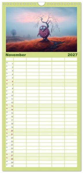 Produktbild: Familienplaner 2027 - Monsterm&auml;&szlig;ig durchs Jahr mit 5 Spalten (Wandkalender, 21 x 45 cm) CALVENDO