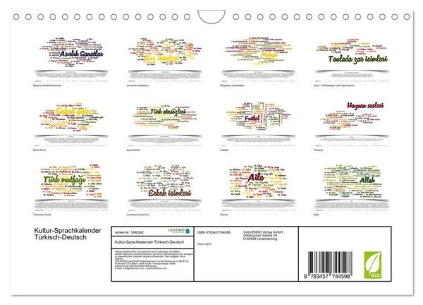 Produktbild: Kultur-Sprachkalender T&uuml;rkisch-Deutsch (Wandkalender 2026 DIN A4 quer), CALVENDO Monatskalender