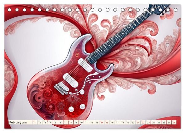 Produktbild: Guitars Fractal Art (Desk Calendar 2026 DIN A5 landscape), CALVENDO 12 Month DeskCalendar