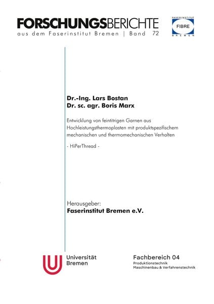 Produktbild: Entwicklung von feintitrigen Garnen aus Hochleistungsthermoplasten mit produktspezifischem mechanischem und thermomechanischem Verhalten