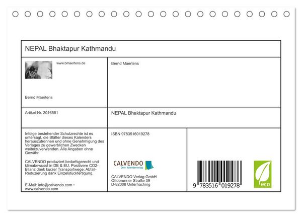 Produktbild: NEPAL Bhaktapur Kathmandu (Tischkalender 2026 DIN A5 quer), CALVENDO Monatskalender