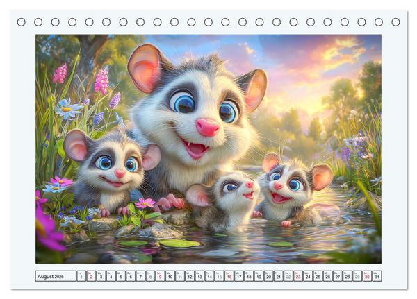 Produktbild: Oh, Possums! Cartoon-Abenteuer mit lustigen Beutelratten (Tischkalender 2026 DIN A5 quer), CALVENDO Monatskalender
