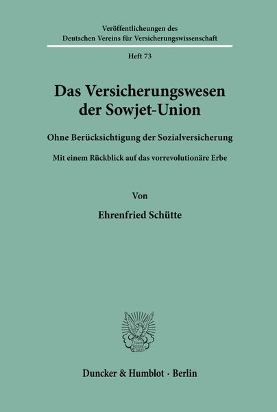 Produktbild: Das Versicherungswesen der Sowjet-Union