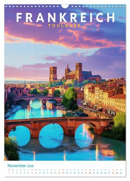 Produktbild: Frankreich - Old School Poster Style (Wandkalender 2026 DIN A3 hoch), CALVENDO Monatskalender