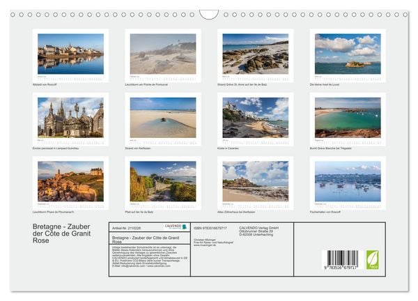 Produktbild: Bretagne - Zauber der C&ocirc;te de Granit Rose (Wandkalender 2026 DIN A3 quer), CALVENDO Monatskalender