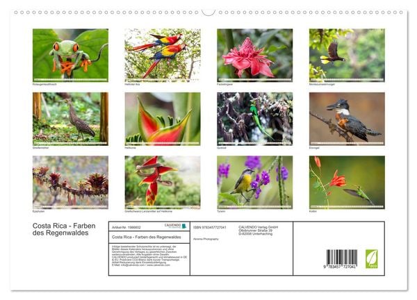 Produktbild: Costa Rica - Farben des Regenwaldes (hochwertiger Premium Wandkalender 2026 DIN A2 quer), Kunstdruck in Hochglanz