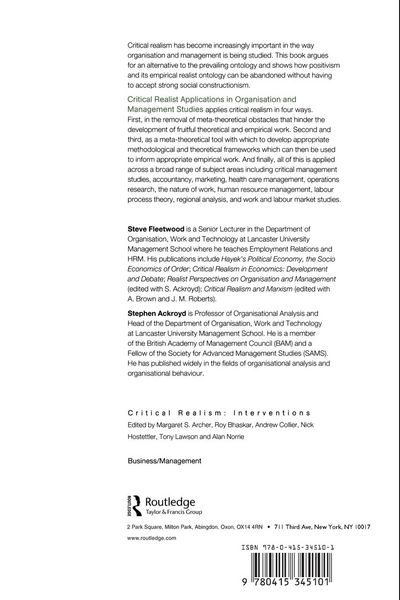 Produktbild: Critical Realist Applications in Organisation and Management Studies