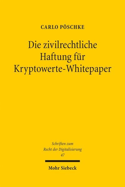 Produktbild: Die zivilrechtliche Haftung f&uuml;r Kryptowerte-Whitepaper