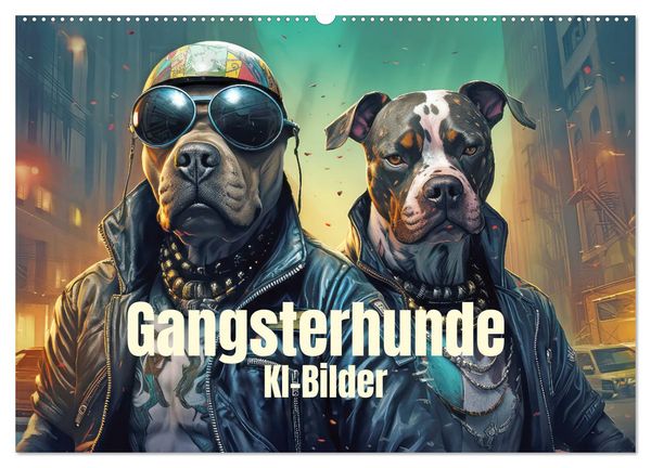 Gangsterhunde - KI-Bilder (Wandkalender 2025 DIN A2 quer), CALVENDO Monatskalender