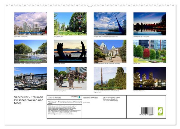 Produktbild: Vancouver - Tr&auml;umen zwischen Wolken und Meer (hochwertiger Premium Wandkalender 2026 DIN A2 quer), Kunstdruck in Hochglanz